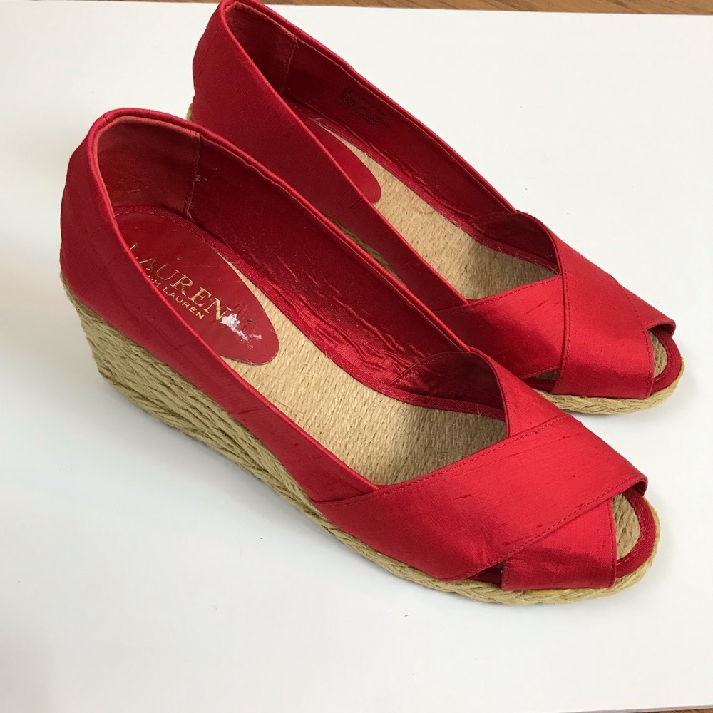Lauren Ralph Lauren Cecilia Red Espadrille Wedge